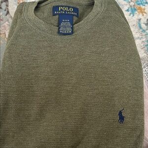 Polo Ralph Lauren Men’s Army Green Waffle Knit Thermal Shirt
